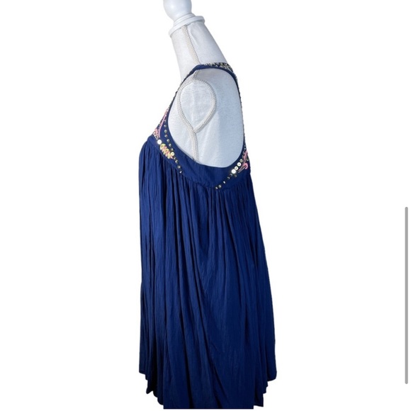 Lilly Pulitzer Lorna navy beaded trapeze dress, size S swing crinkle event boho - Picture 5 of 8